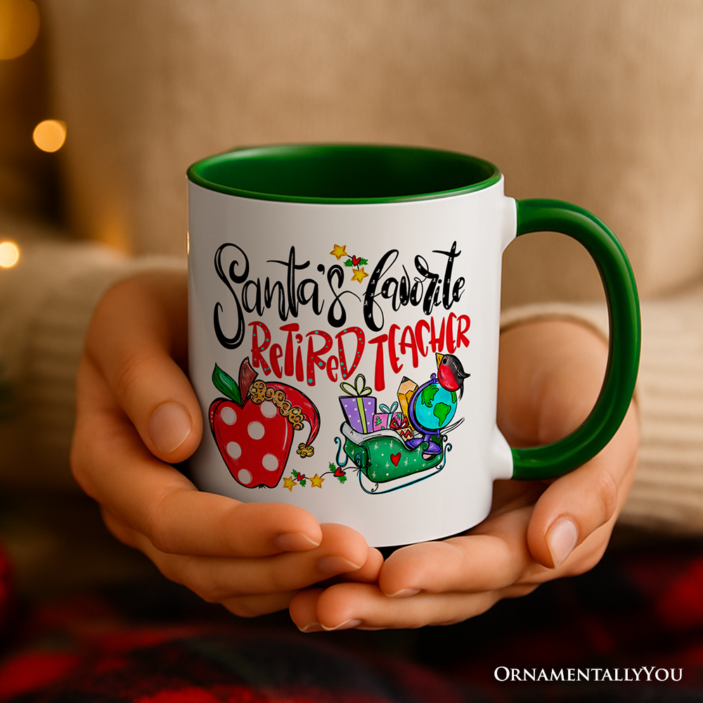 Santa's Favorite Retired Teacher Personalized Mug, Retirement Appreciation Gift with Custom Name