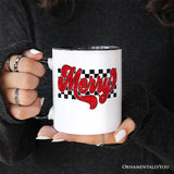 Merry Retro Personalized Mug, Christmas Checkered Gift with Custom Name