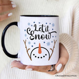 Let It Snow Snowman Personalized Mug, Snowflakes Minimalist Gift with Custom Name