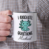 Cute Green Axolotl Personalized Mug, Salamander Animal Gift with Custom Name
