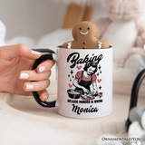 Baking Because Murder Is Wrong Anti-Valentine Personalized Mug, Funny Retro Kitchen Gift with Custom Name