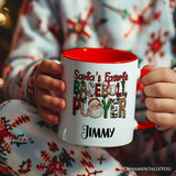 Santa’s Favorite Baseball Player Personalized Mug, Plaid Christmas Athelete Gift with Custom Name