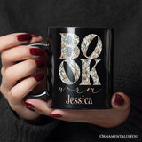 Bookworm Floral Personalized Mug, Boho Wildflower Book Lover Gift with Custom Name