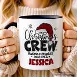Christmas Crew Personalized Mug, Glitter Santa Hat Gift with Custom Name for Making Memories