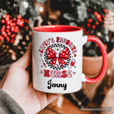 Cupid's Favorite Nurse Coquette Bow Personalized Mug, Cute Valentine Nurse Gift with Custom Name