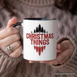 Christmas Things Retro Pop Classic Personalized Mug, Holiday Tee Gift with Custom Name