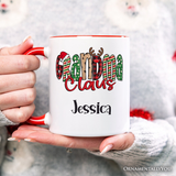Grandma Claus Retro Christmas Personalized Mug, Matching Family Holiday Gift with Custom Name