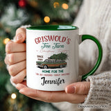 Griswold’s Tree Farm Personalized Mug, Retro Family Christmas Vacation Gift with Custom Name