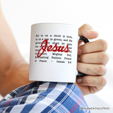 Jesus Christmas Bible Verse Mug, Isaiah 9:6 Gift for Faithful Believers