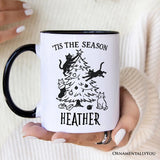Christmas Tree Killer Cats Personalized Mug, Tis the Season Funny Holiday Gift with Custom Name