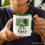 Coquette Mini Clover Bow St Patrick’s Day Personalized Mug, Green Lucky Shamrock Clover Gift with Custom Name