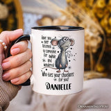 Funny Mouse Sarcastic Personalized Mug, Who Ties Your Shoelaces Humor Quote Gift with Custom Name