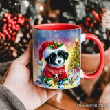 Whimsical Border Collie Puppy Personalized Mug, Adorable Holiday Gift with Custom Name
