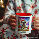Snowy German Shepherd Puppy Personalized Mug, Heartwarming Christmas Gift with Custom Name