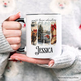 Small Town Christmas Personalized Mug, Highland Cow Rustic Western Cowgirl Holiday Gift with Custom Name