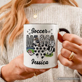 Soccer Mama Coquette Bow Personalized Mug, Game Day Mom Life Gift with Custom Name