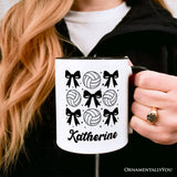 Coquette Volleyball Bows Personalized Mug, Cute Athletic Sports Game Day Gift with Custom Name