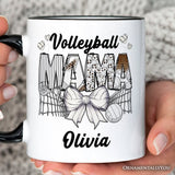 Volleyball Mama Coquette Bow Personalized Mug, Sport Mom Life Gift with Custom Name