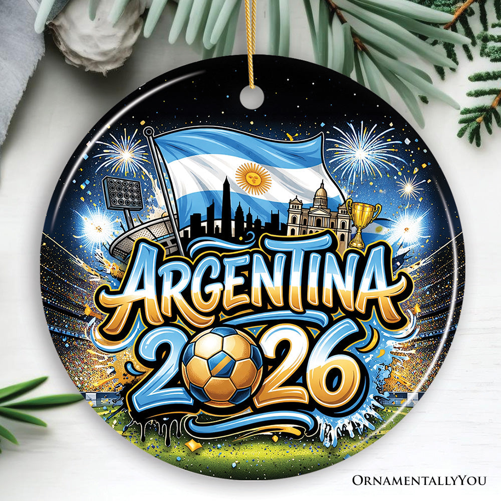 Argentina 2026 Soccer Cup Global Championship Ornament, Fans Football Gift and Tree Decor