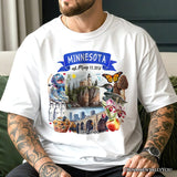Artistic Minnesota State Themes and Landmarks T-Shirt, Tee for History and Travel Lovers