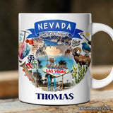 Artistic Nevada State Themes and Landmarks Personalized Mug With Custom Name