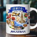 Artistic Ohio State Themes and Landmarks Personalized Mug With Custom Name