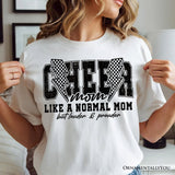 Cheer Mom Lightning T-Shirt, Cheerleader Retro White and Natural Tee for Proud Sports Mothers