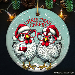 Christmas Cheer Chicken Ornament, Whimsical Holiday Tree Decoration