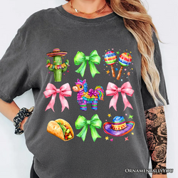 Cinco De Mayo Coquette Bow T-Shirt, Mexican Fiesta Maracas Tee