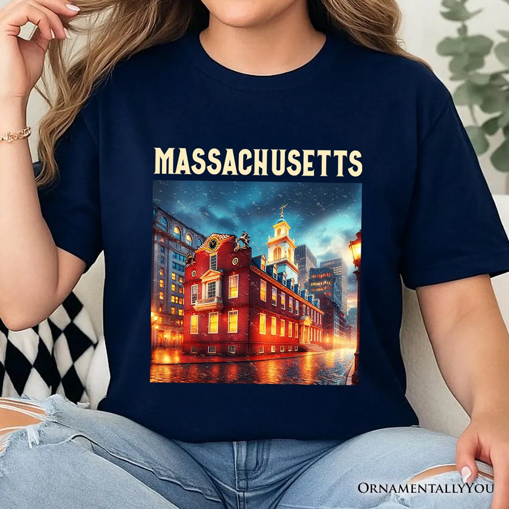 Classic Massachusetts State Old State House T-Shirt, Colonial Landmark Tee and Boston Travel Keepsake Souvenir