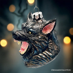 Classic Werewolf Horror Theme Glass Ornament, Vintage Halloween Tree Decoration