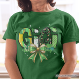 Coquette Gigi Bow St Patrick’s Day T-Shirt, Green Lucky Shamrock Clover Tee
