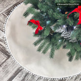 Cream Colored Pom Pom Christmas Tree Skirt
