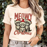 Cute Meowy Christmas T-Shirt, Baby Cat In Santa Hat Holiday Tee