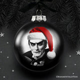Dracula Spooky Christmas Portrait Glass Ornament, Black Horror Halloween Tree Decoration