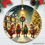 Festive Victorian Chicken Carolers Ornament, Rustic Christmas Gift and Decor