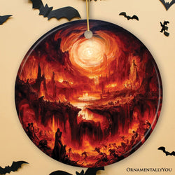 Fiery Hellscape Dante's Inferno Ceramic Ornament, Painting Halloween Gift And Decor