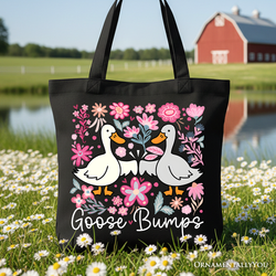 Funny Goose Bumps Floral Canvas Tote Bag, Sarcastic Goose Gift Shopper