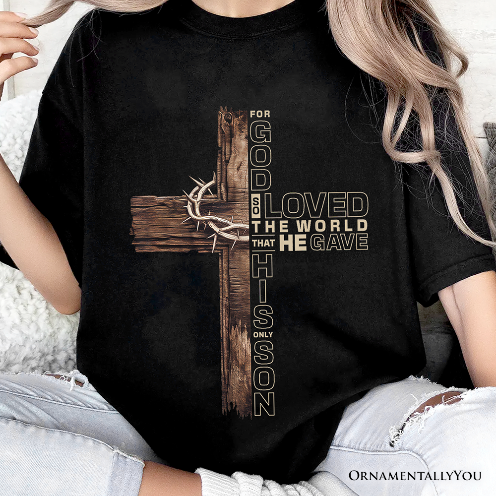 God Gave His Only Son Cross T-Shirt, Christian John 3:16 Faith Tee