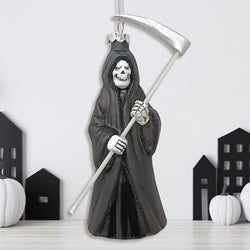 Grim Reaper Horror Glass Ornament, Spooky Halloween Christmas Tree Resin Decoration
