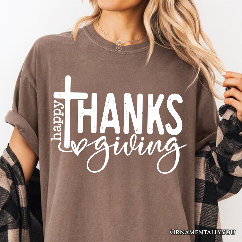 Happy Thanksgiving Minimalist T-Shirt, Christian Religious Fall Tee