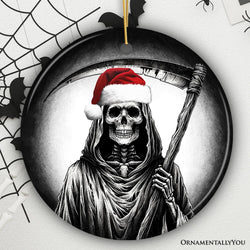 Haunting Santa Grim Reaper Ornament, Spooky Christmas Decor for Unique Halloween Tree Gift