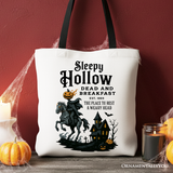Headless Horseman Sleepy Hollow Halloween Canvas Tote Bag, Dead and Breakfast Retro Gift