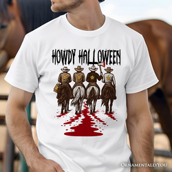 Howdy Halloween Cowboy Men T-Shirt, Sheriff Western Riders Spooky Tee