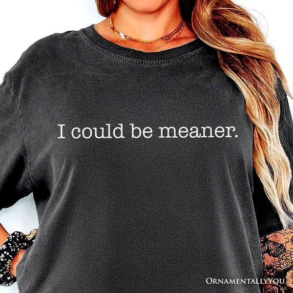 I Could Be Meaner T-Shirt, Sarcastic Quote Minimalist Tee