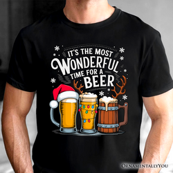 It's The Most Wonderful Time for a Beer T‑Shirt, Funny Holiday Beer Christmas Tee for Festive Drinkers