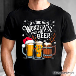 It's The Most Wonderful Time for a Beer T‑Shirt, Funny Holiday Beer Christmas Tee for Festive Drinkers