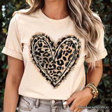 Leopard Heart Valentine T-Shirt, Watercolor Love Tee