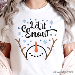Let It Snow Snowman T‑Shirt, Snowflakes Minimalist Tee for Winter Holiday Season