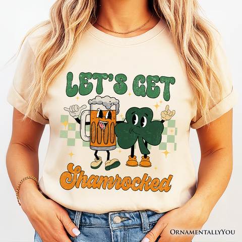 Let’s Get Shamrocked St Patrick’s Day T-Shirt, Funny Beer and Clover Drinking Tee